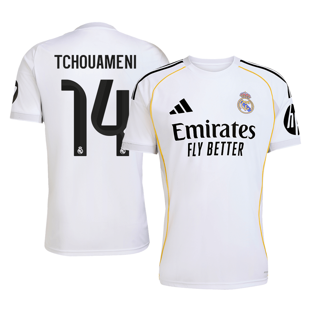 TCHOUAMENI #14 Real Madrid Mens Home Soccer Jersey 2025/26 White [PREMIUM]
