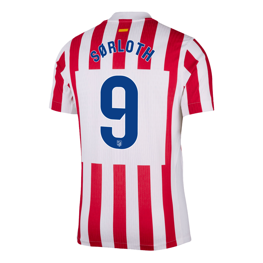 SØRLOTH #9 Atletico Madrid Mens Home Soccer Jersey 2025/26 Red&White - Player Version