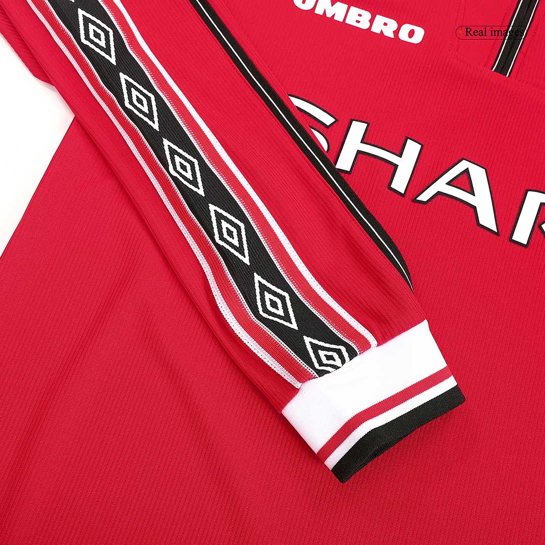 Retro Manchester United Mens Home Long Sleeve Soccer Jersey 1998/99