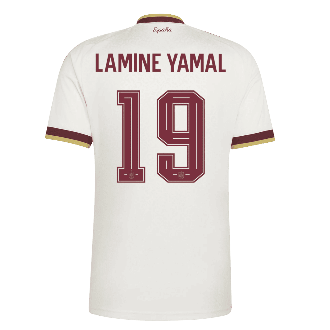LAMINE YAMAL #19 Spain Mens Away Soccer Jersey World Cup 2026 White