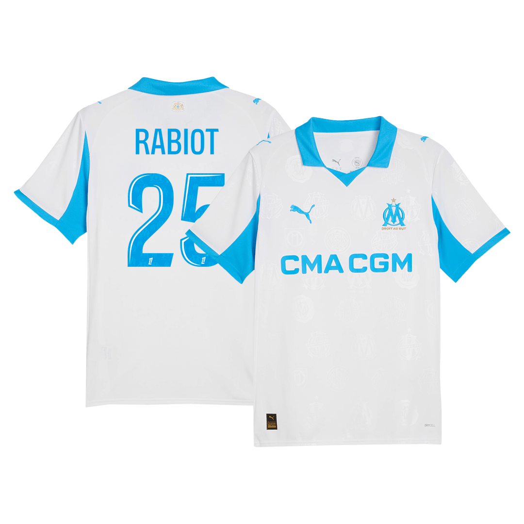 RABIOT #25 Marseille Mens Home Soccer Jersey 2025/26 White