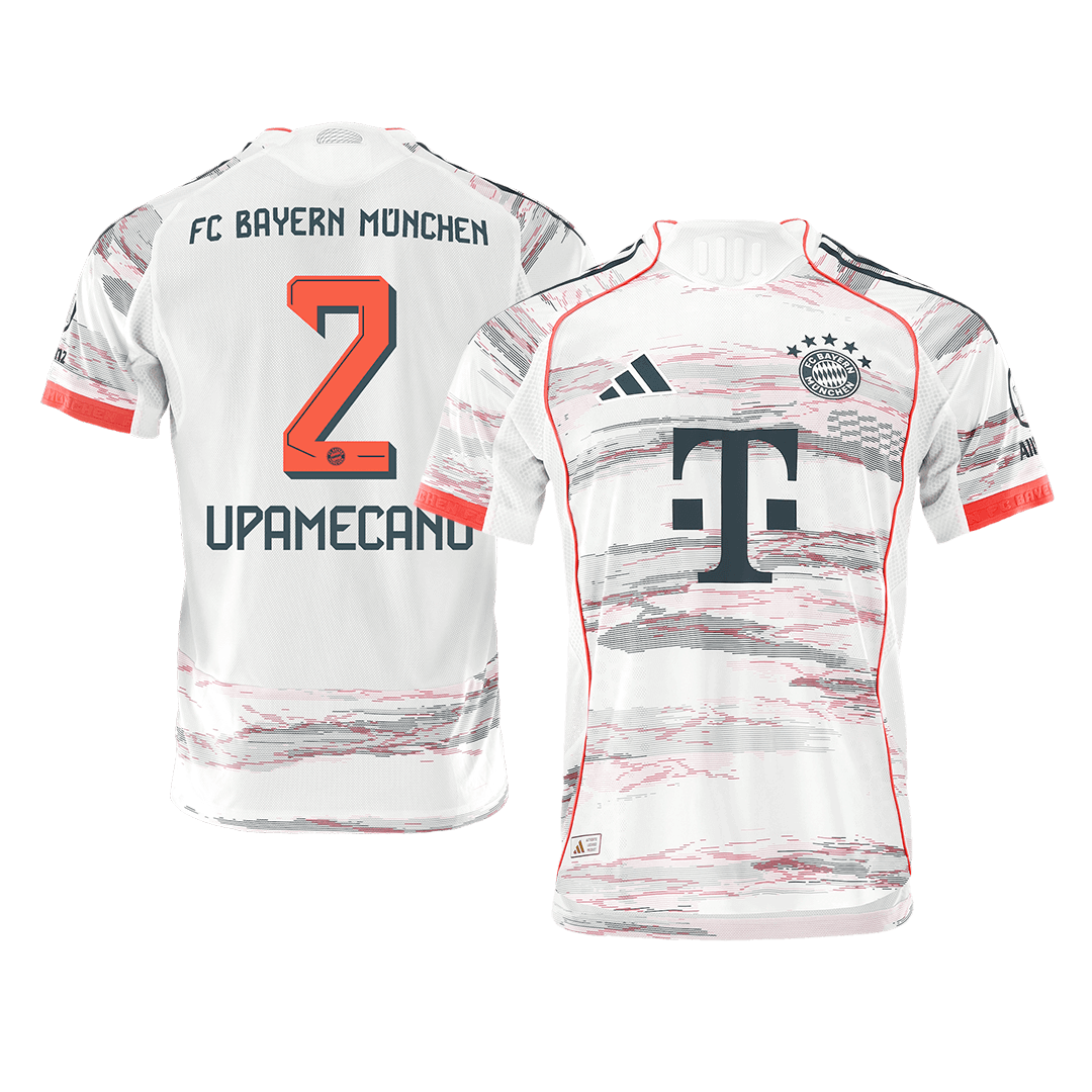 UPAMECANO #2 Bayern Munich Mens Away Soccer Jersey 2025/26 White - Player Version