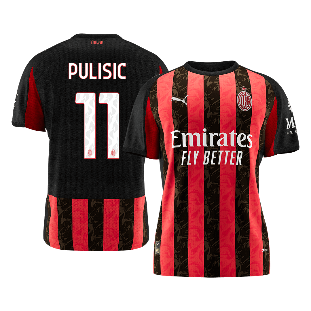 PULISIC #11 AC Milan Mens Home Soccer Jersey 2025/26 Red&Black [PREMIUM]