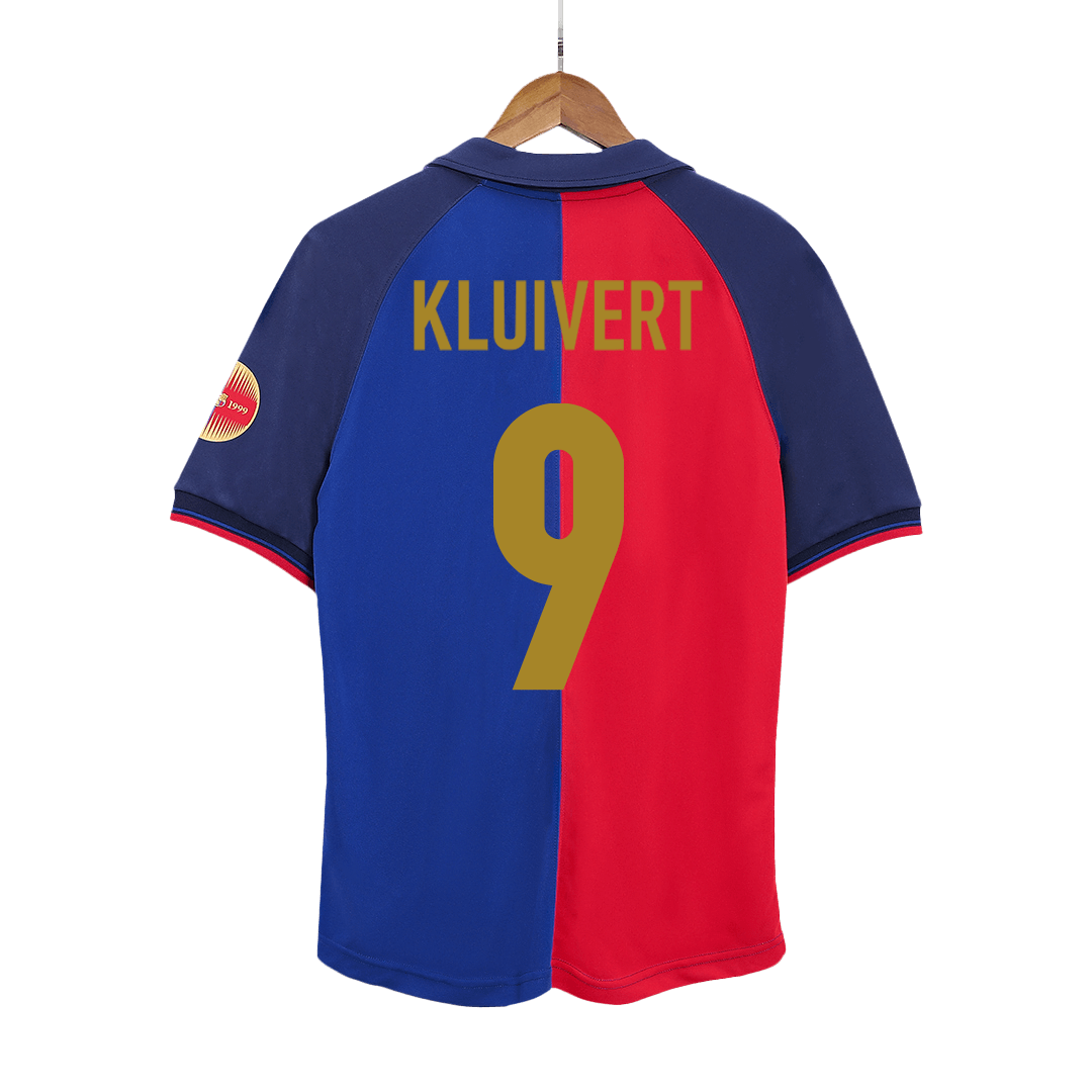 Retro KLUIVERT #9 Barcelona Mens Home Soccer Jersey 1999/00 Red&Blue