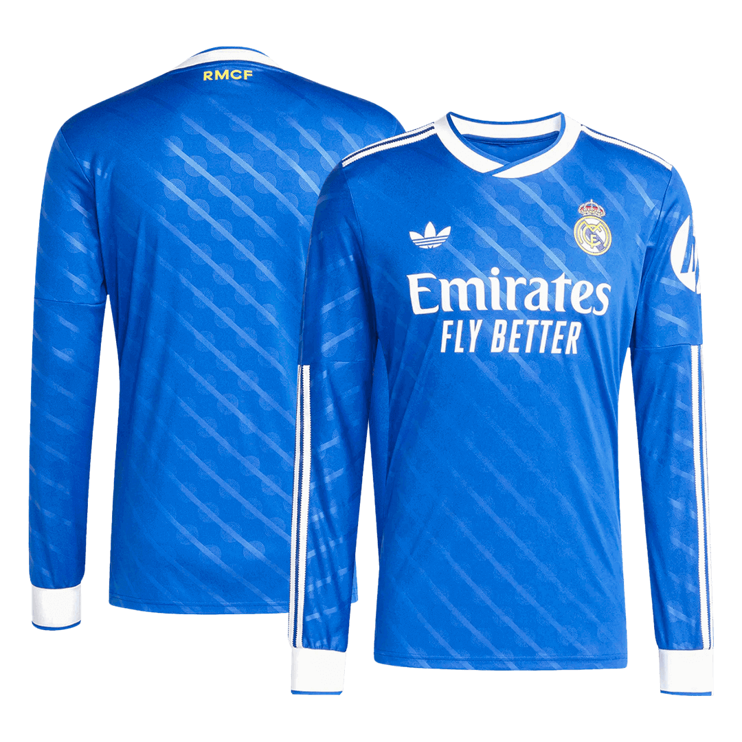 Real Madrid Mens Third Away Long Sleeve Soccer Jersey 2025/26 Blue