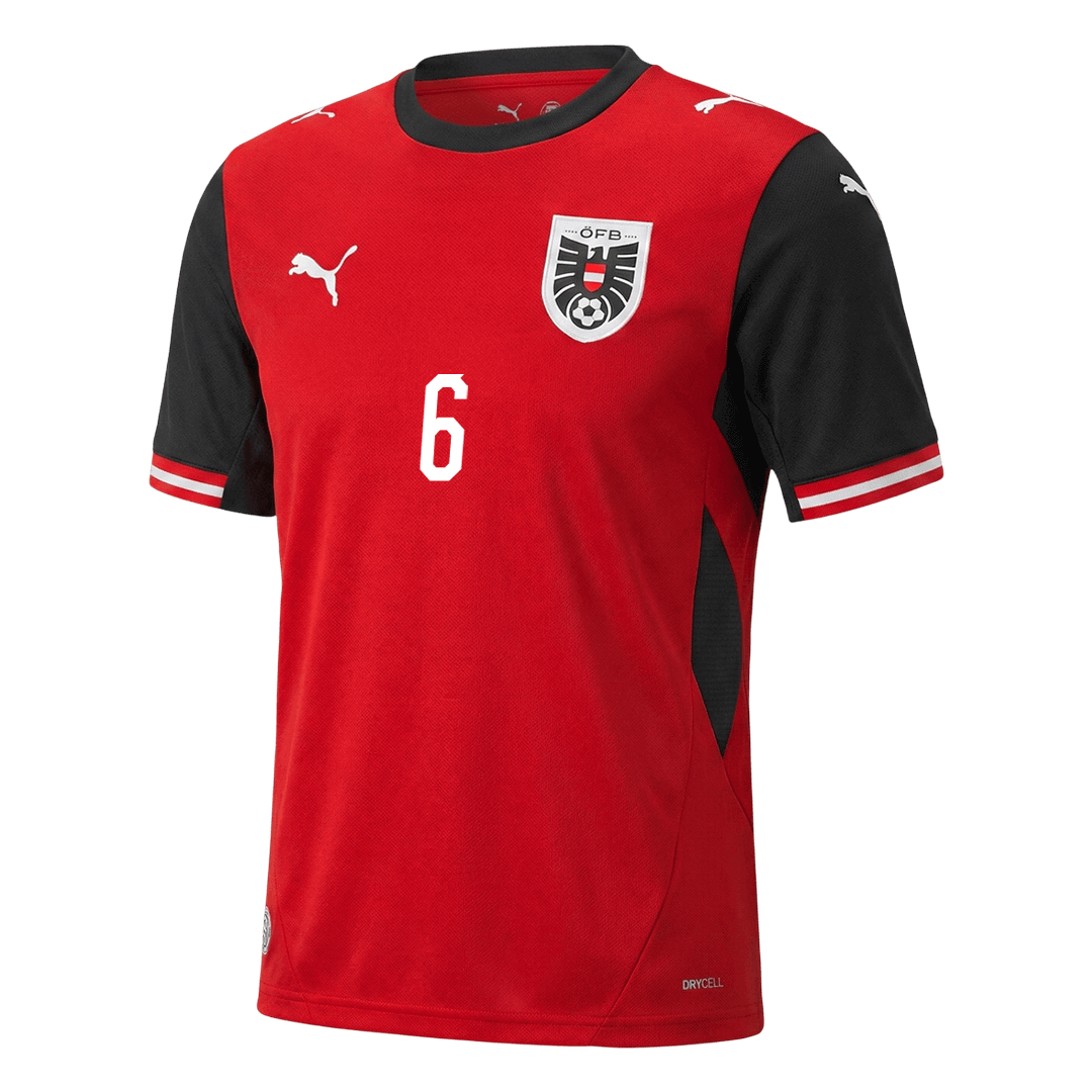 SEIWALD #6 Austria Mens Home Soccer Jersey World Cup 2026 Red