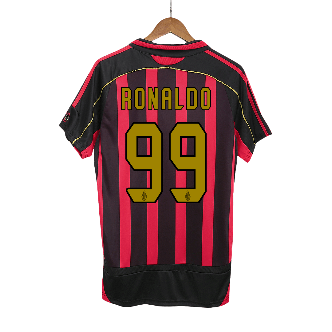 Retro RONALDO #99 AC Milan Mens Home Soccer Jersey 2006/07 Red&Black