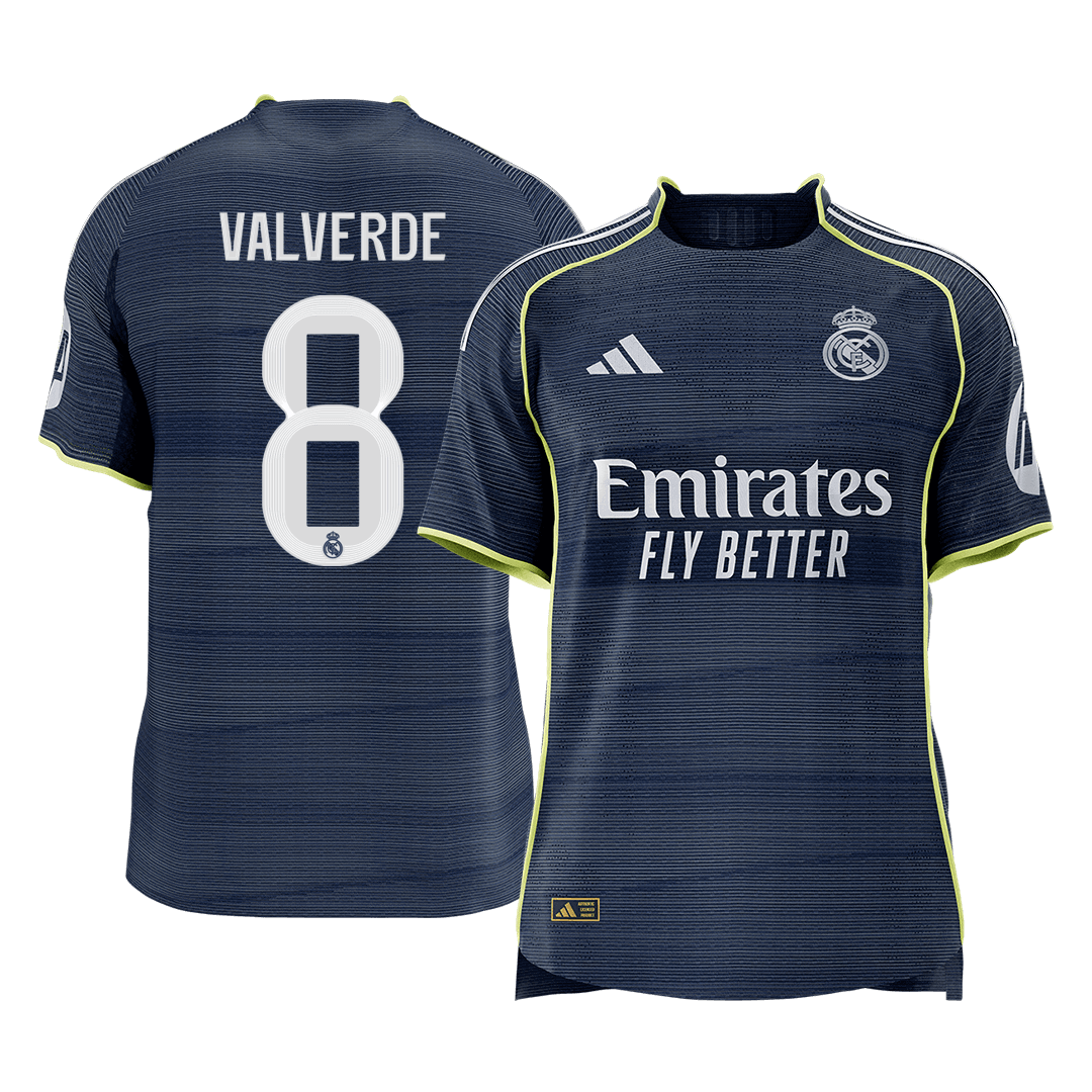VALVERDE #8 Real Madrid Mens Away Soccer Jersey 2025/26 Navy - Player Version [PREMIUM]
