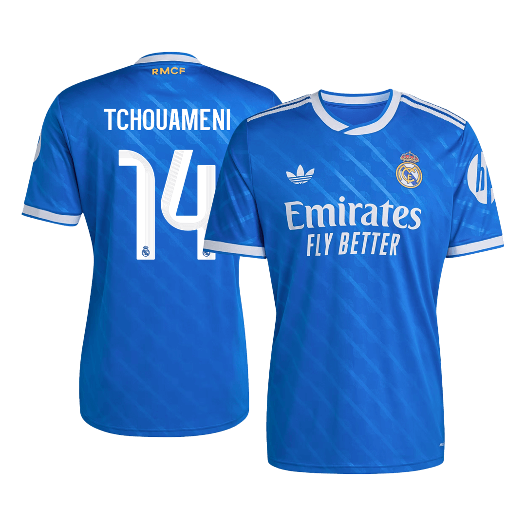 TCHOUAMENI #14 Real Madrid Mens Third Away Soccer Jersey 2025/26 Blue