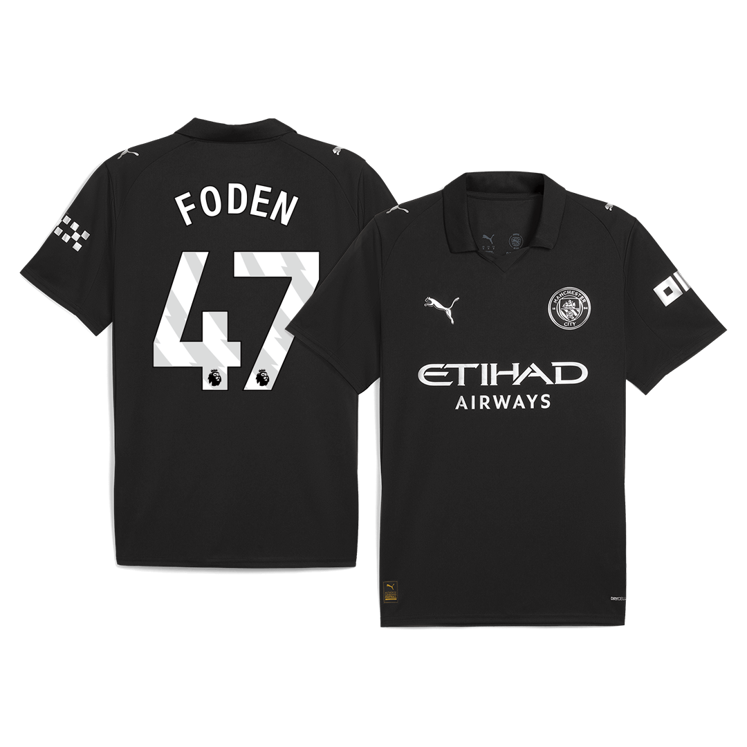 FODEN #47 Manchester City Mens Away Soccer Jersey 2025/26 Black