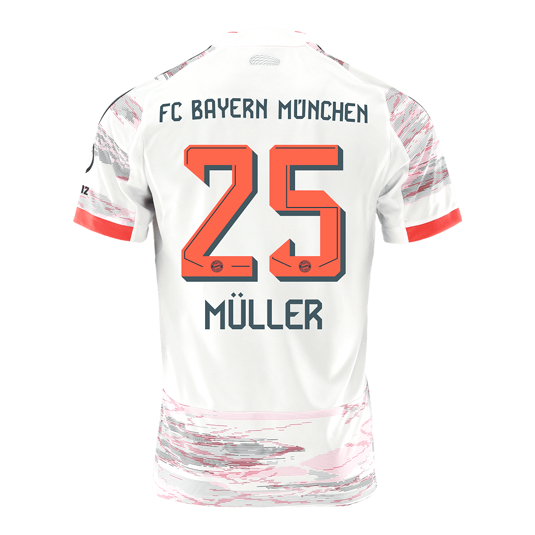 MÜLLER #25 Bayern Munich Mens Away Soccer Jersey 2025/26 White
