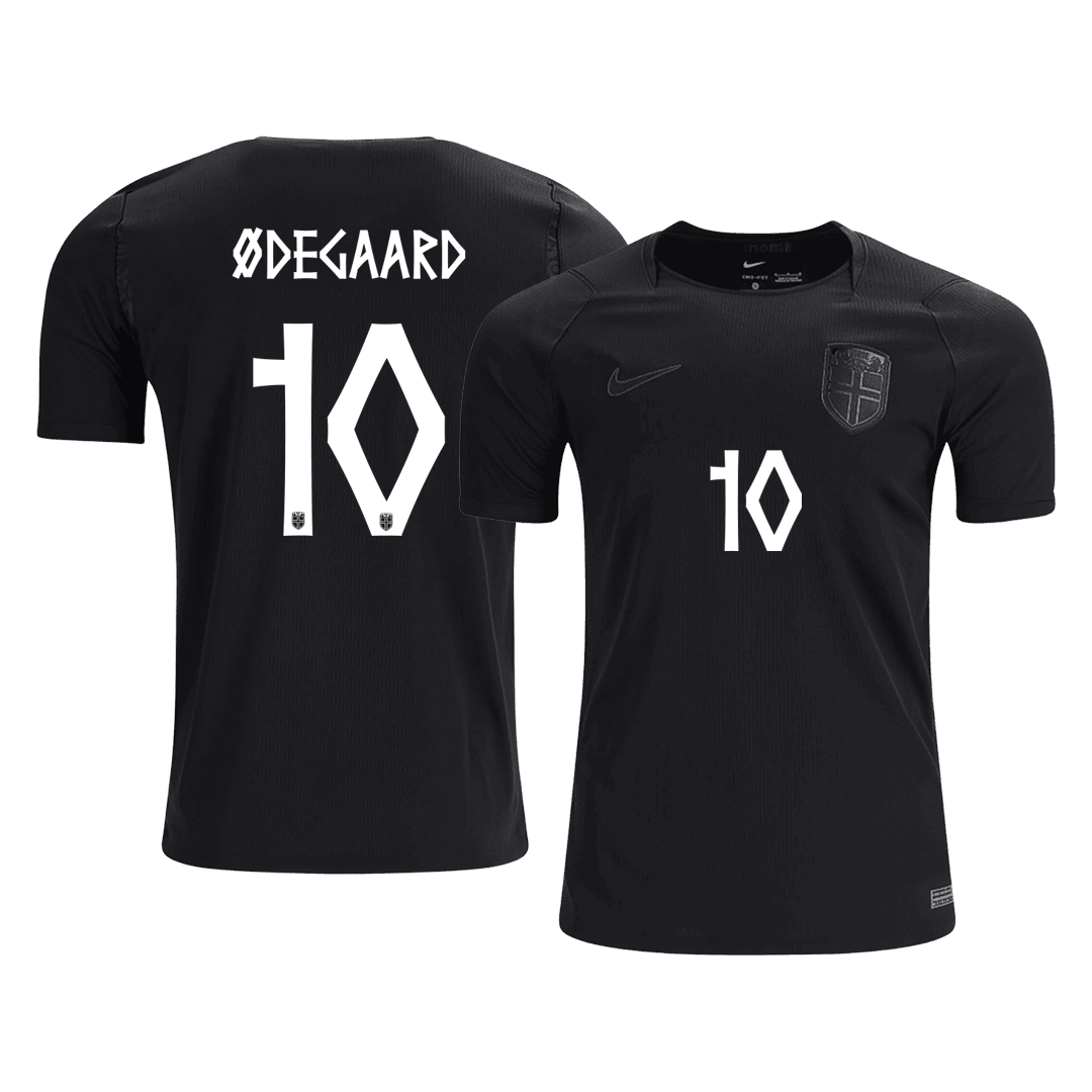 ØDEGAARD #10 Norway Mens Away Soccer Jersey World Cup 2026 Black