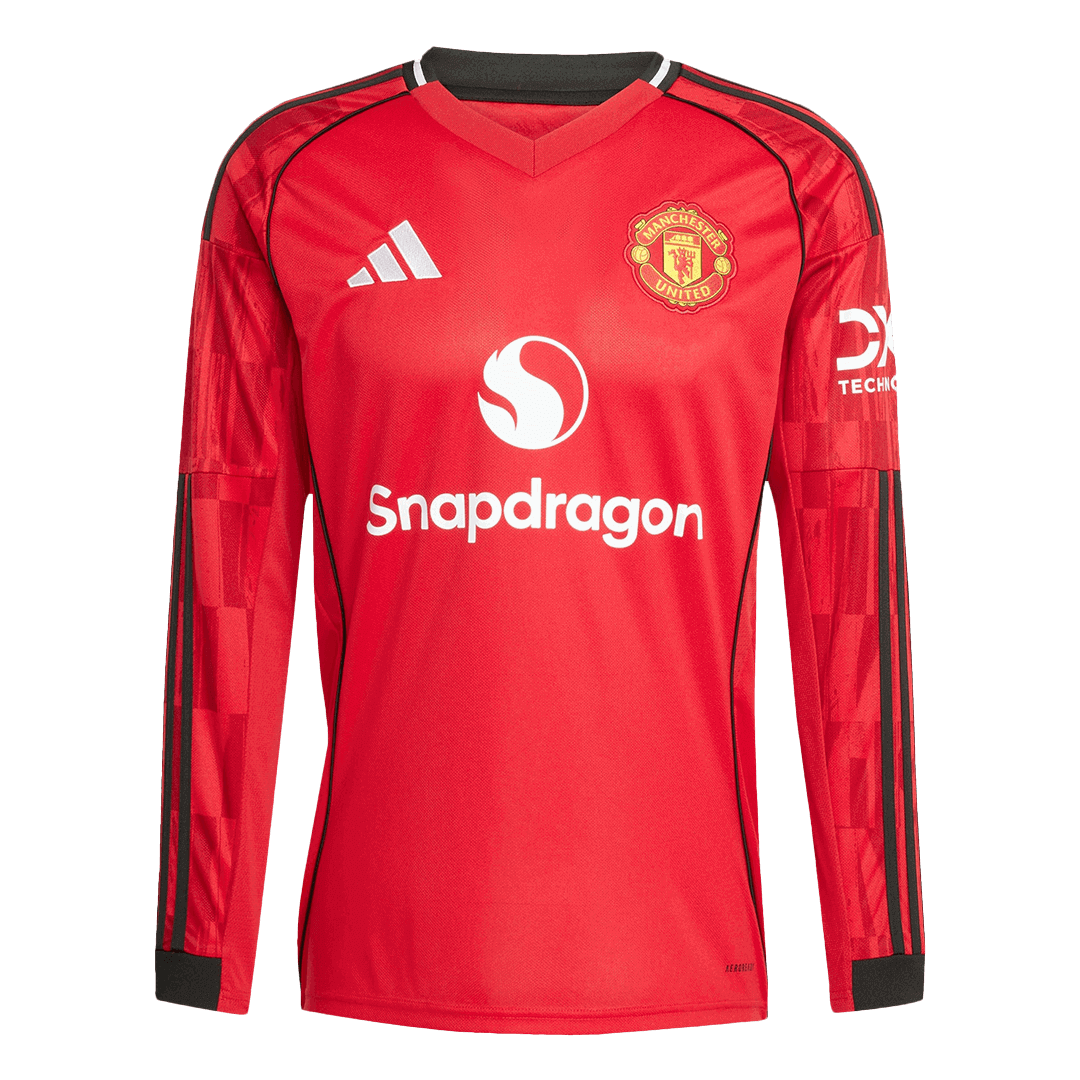 Manchester United Mens Home Long Sleeve Soccer Jersey 2025/26 Red