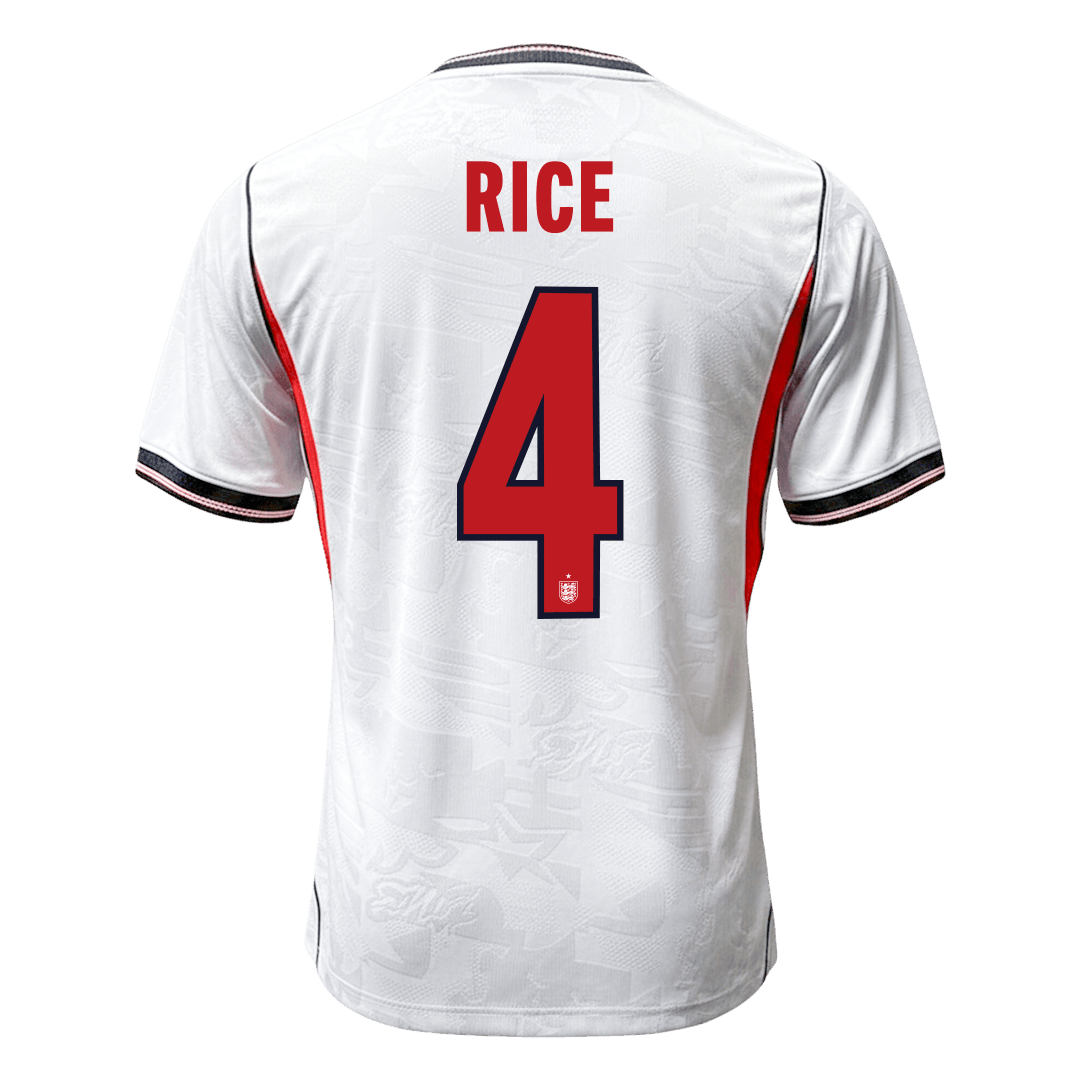 RICE #4 England Mens Home Soccer Jersey World Cup 2026 White - Player Version