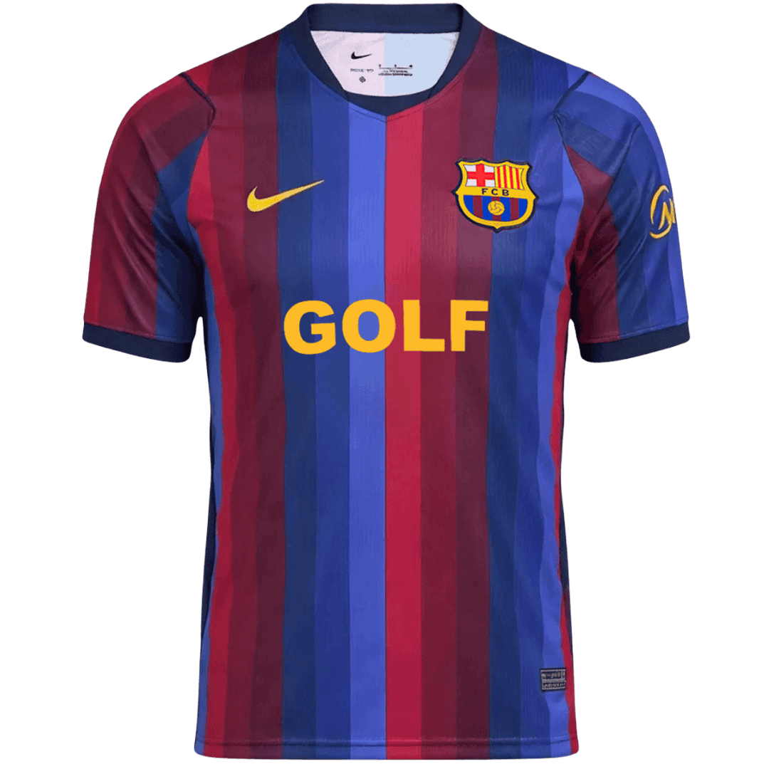 Barcelona x Spotify x Golf Wang Mens Home Soccer Jersey 2026/27 Blue&Garnet