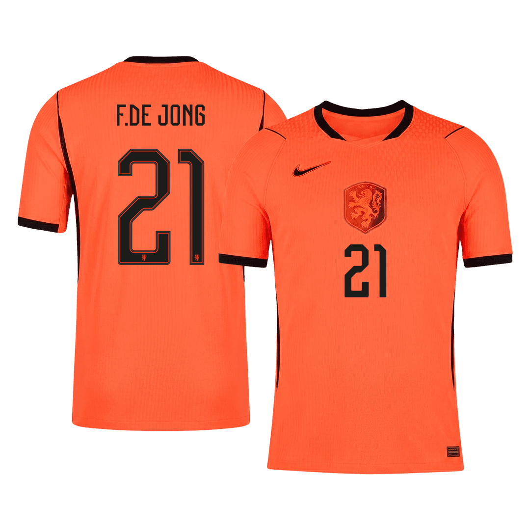 F.DE JONG #21 Netherlands Mens Home Soccer Jersey World Cup 2026 Orange - Player Version