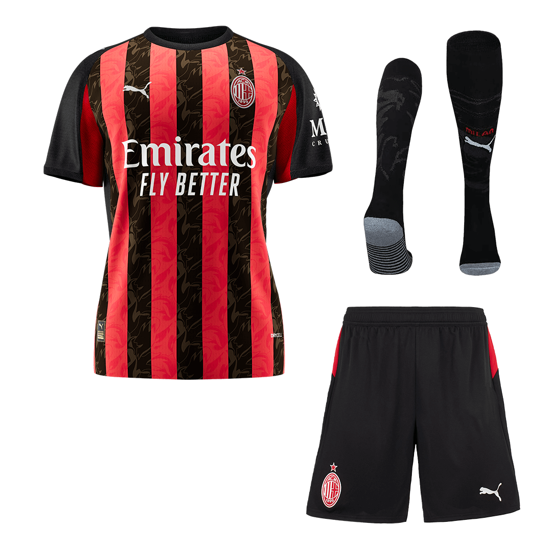 AC Milan Mens Home Soccer Full Set 2025/26 Red&Black [PREMIUM]