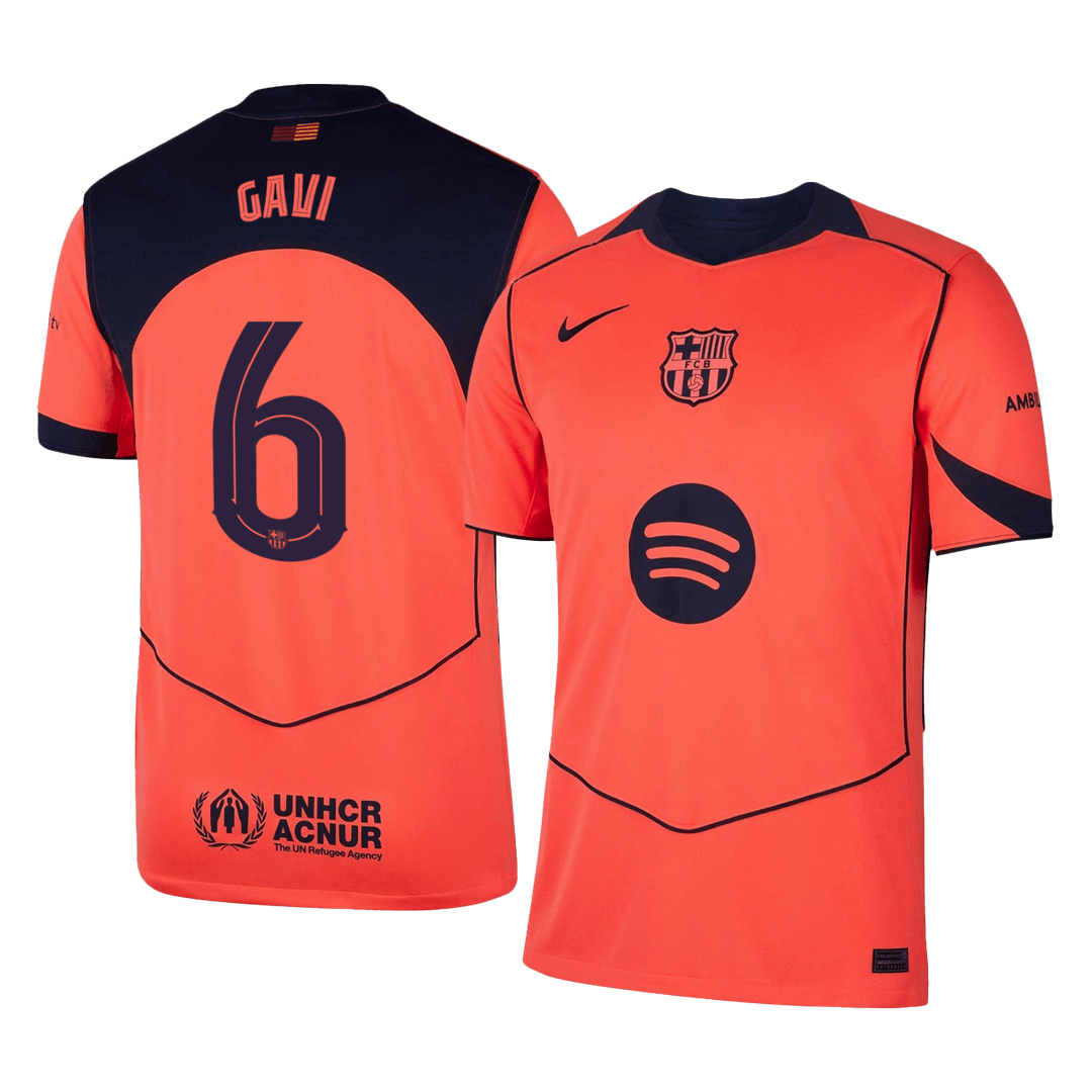 GAVI #6 Barcelona Mens Third Away Soccer Jersey UCL 2025/26 Orange