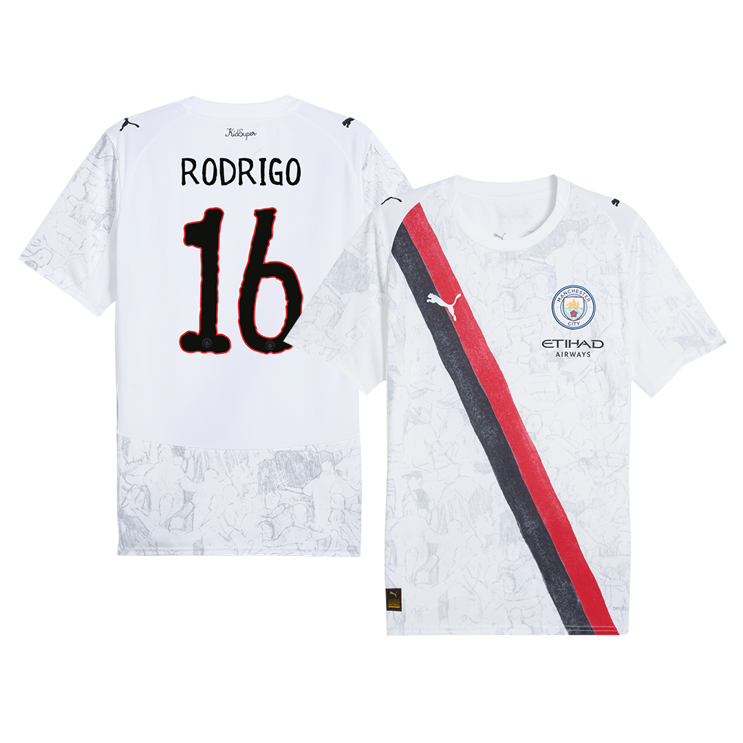 RODRIGO #16 Manchester City Mens Soccer Jersey World Cup KidSuper 2025/26 White