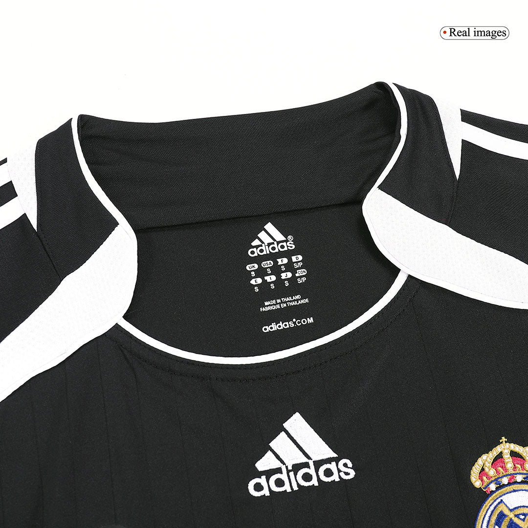 Retro BECKHAM #23 Real Madrid Mens Away Long Sleeve Soccer Jersey 2006/07 Black