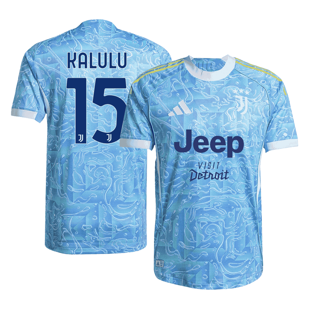 KALULU #15 Juventus Mens Away Soccer Jersey 2025/26 Blue - Player Version