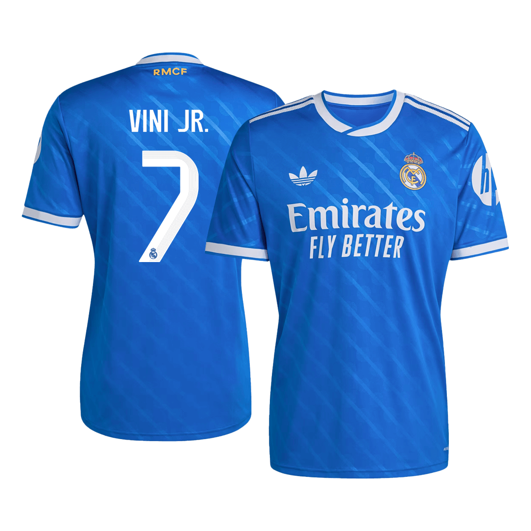 VINI JR. #7 Real Madrid Mens Third Away Soccer Jersey 2025/26 Blue