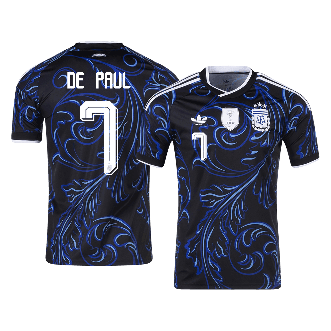 DE PAUL #7 Argentina Mens Away Soccer Jersey World Cup 2026 Black