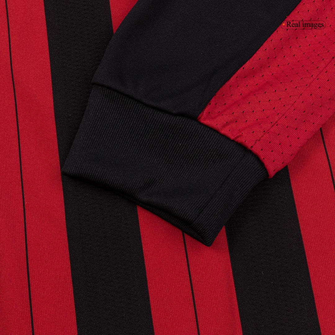 Retro AC Milan Mens Home Long Sleeve Soccer Jersey 2013/14 Red&Black