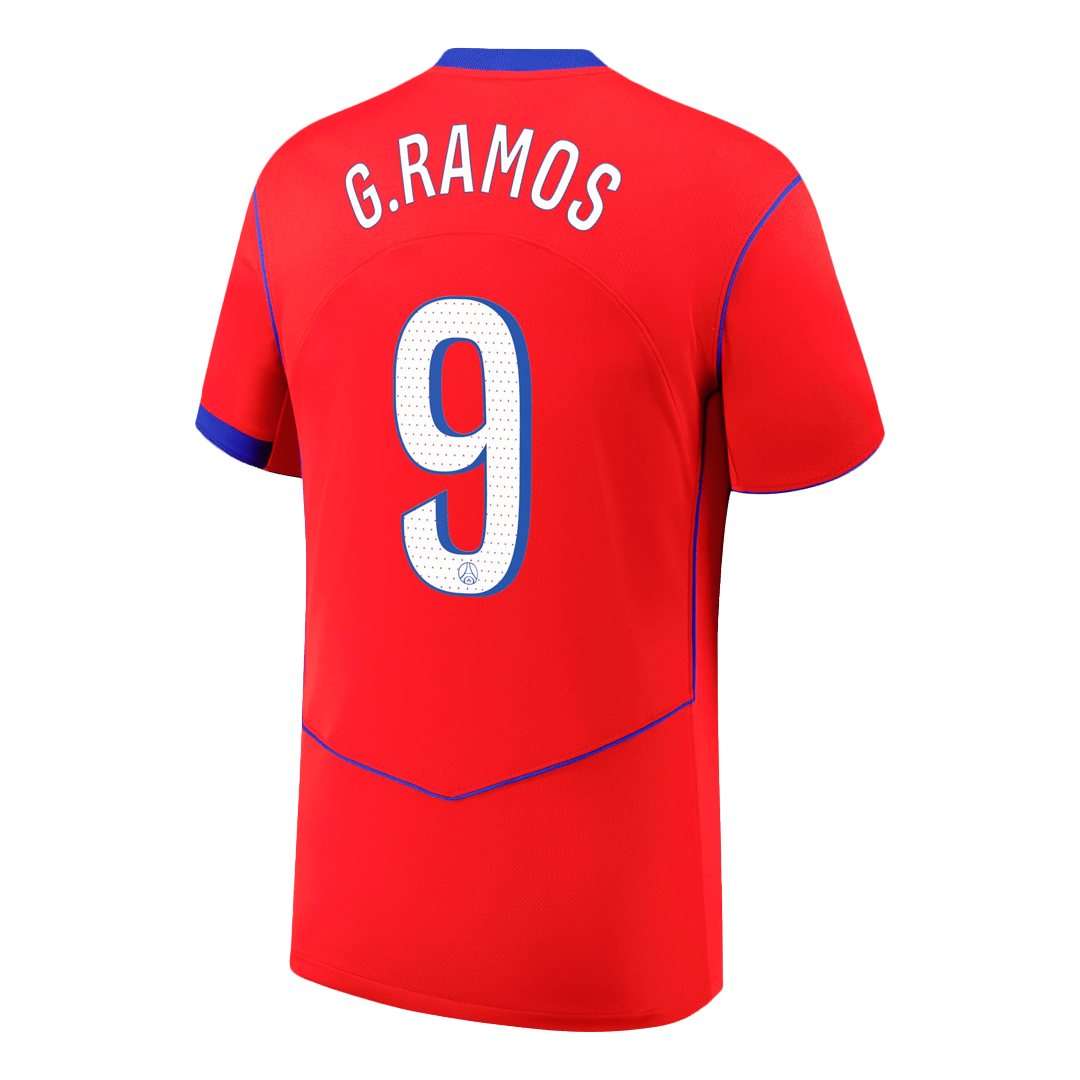 G.RAMOS #9 PSG Mens Third Away Soccer Jersey 2025/26 Red