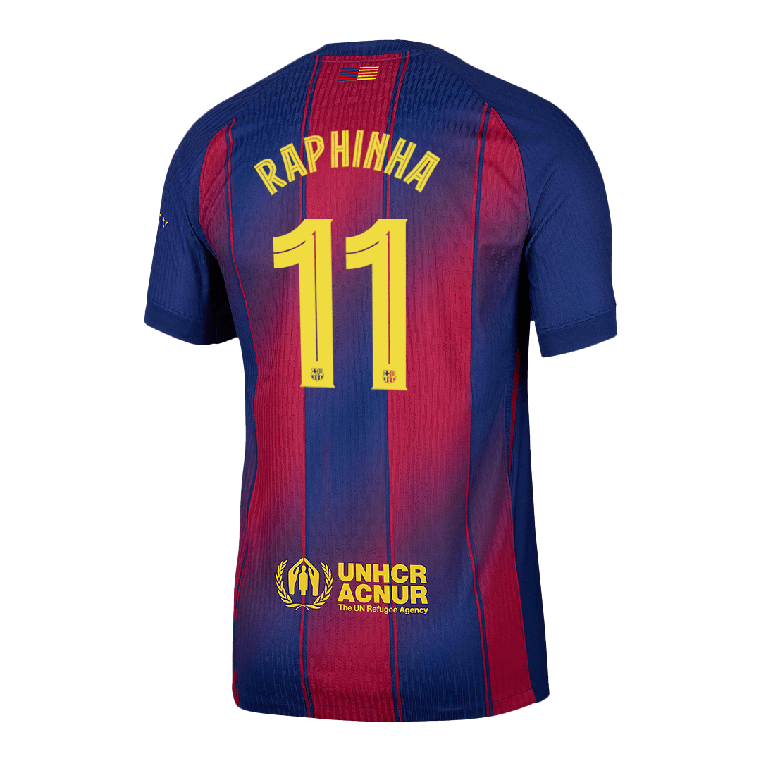 RAPHINHA #11 Barcelona Mens Home Soccer Jersey UCL 2025/26 Red&Blue - Player Version