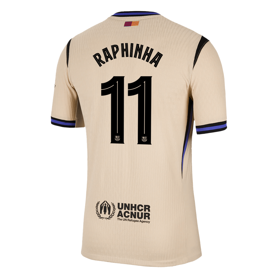 RAPHINHA #11 Barcelona Mens Away Soccer Jersey UCL 2025/26 Yellow - Player Version