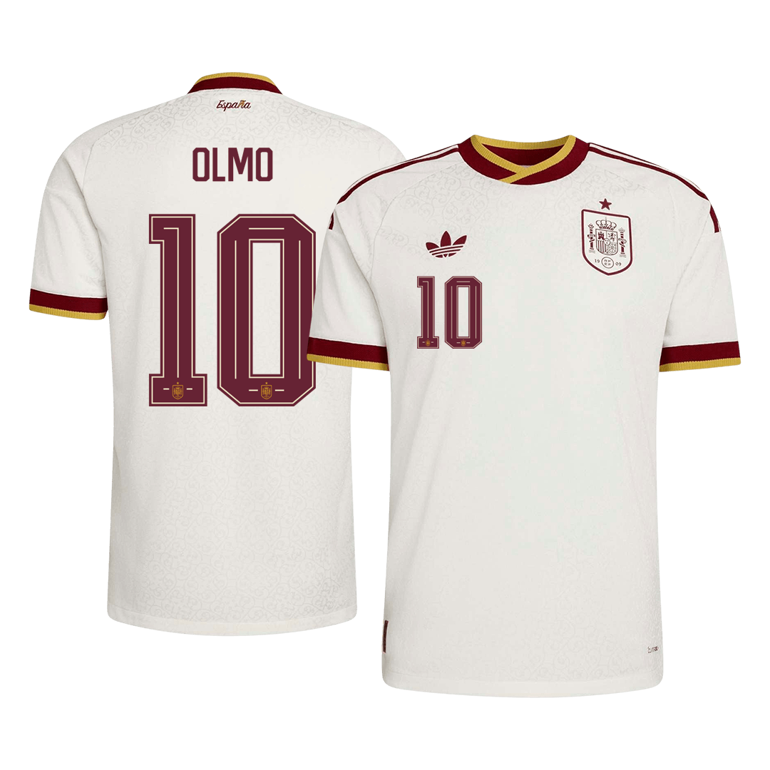 OLMO #10 Spain Mens Away Soccer Jersey World Cup 2026 White - Player Version