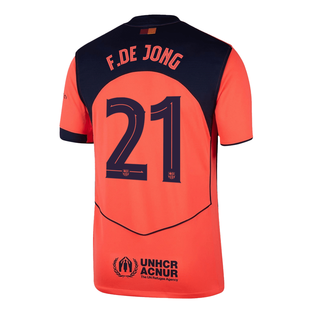 F.DE JONG #21 Barcelona Mens Third Away Soccer Jersey UCL 2025/26 Orange