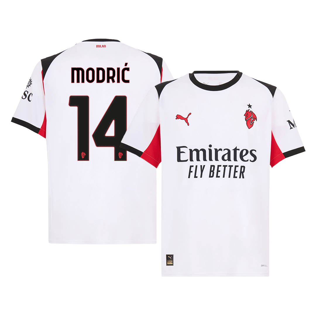 MODRIĆ #14 AC Milan Mens Away Soccer Jersey 2025/26 White