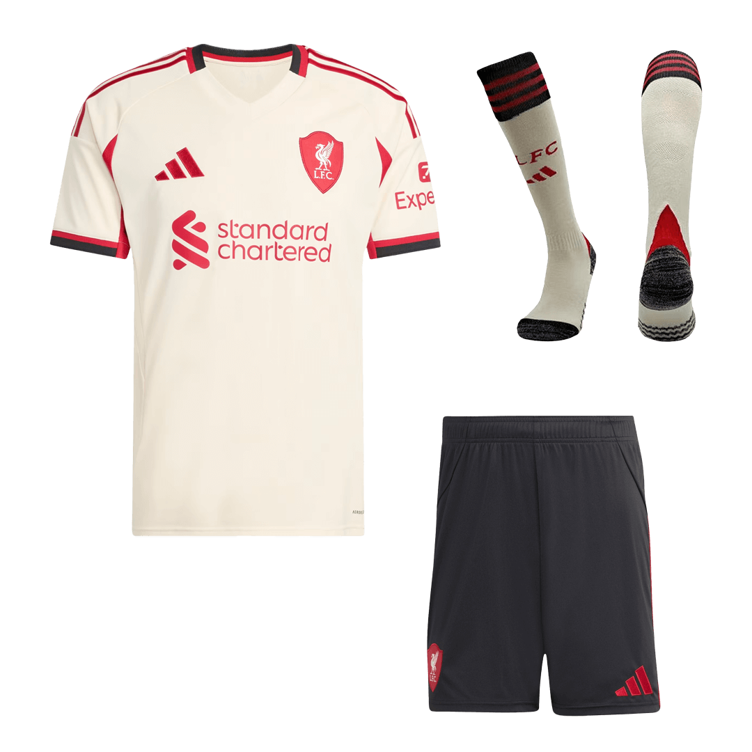 Liverpool Mens Away Soccer Full Set 2025/26 White