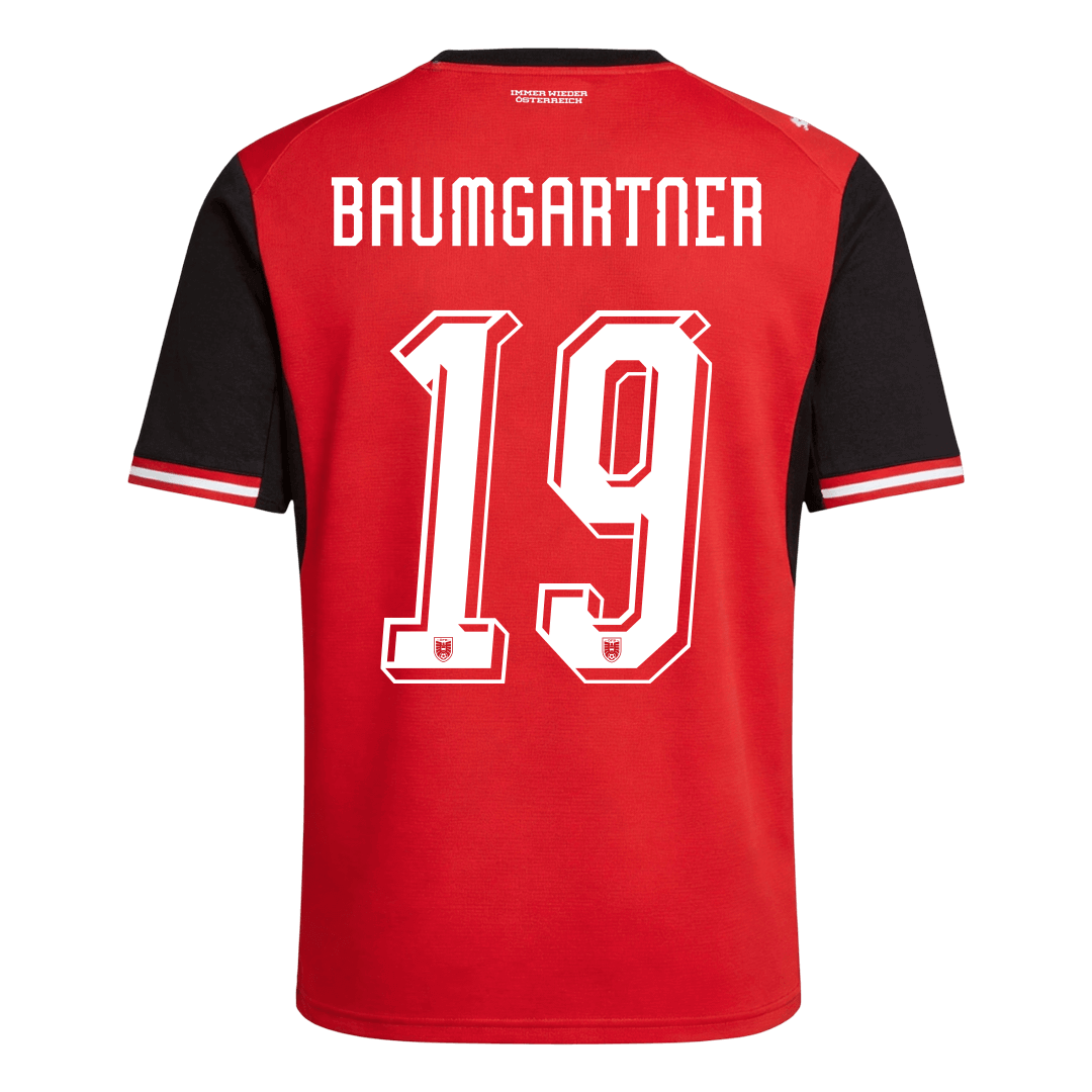 BAUMGARTNER #19 Austria Mens Home Soccer Jersey World Cup 2026 Red