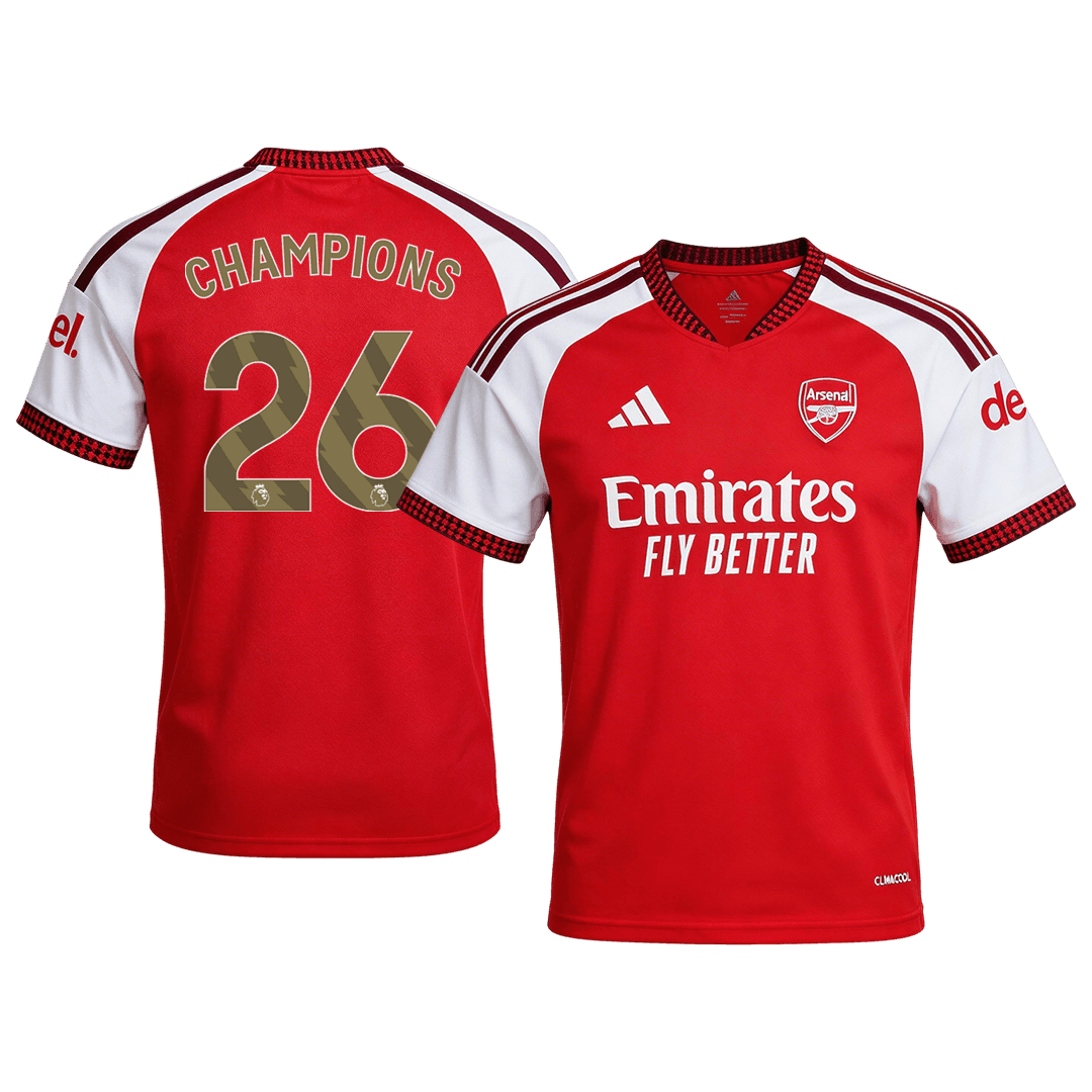 CHAMPIONS #26 Arsenal Mens Home Soccer Jersey 2026/27 Red