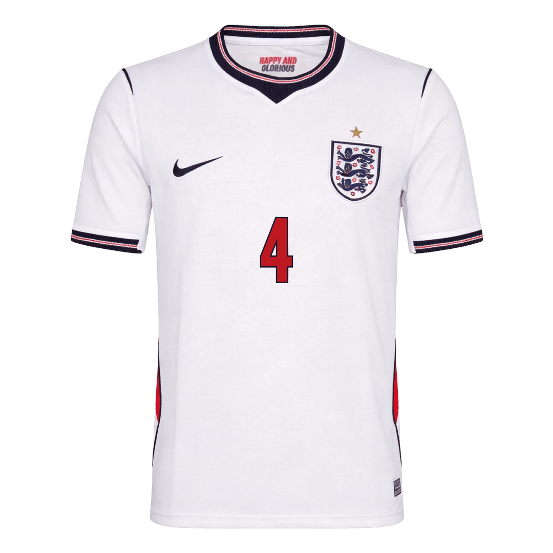 RICE #4 England Mens Home Soccer Jersey World Cup 2026 White