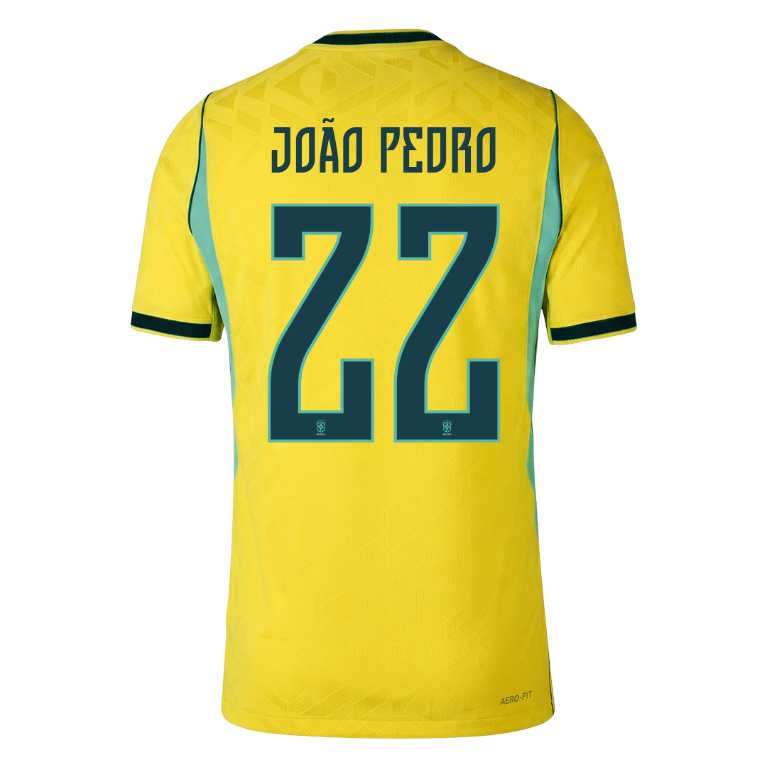 JOÃO PEDRO #22 Brazil Mens Home Soccer Jersey World Cup 2026 Yellow - Player Version