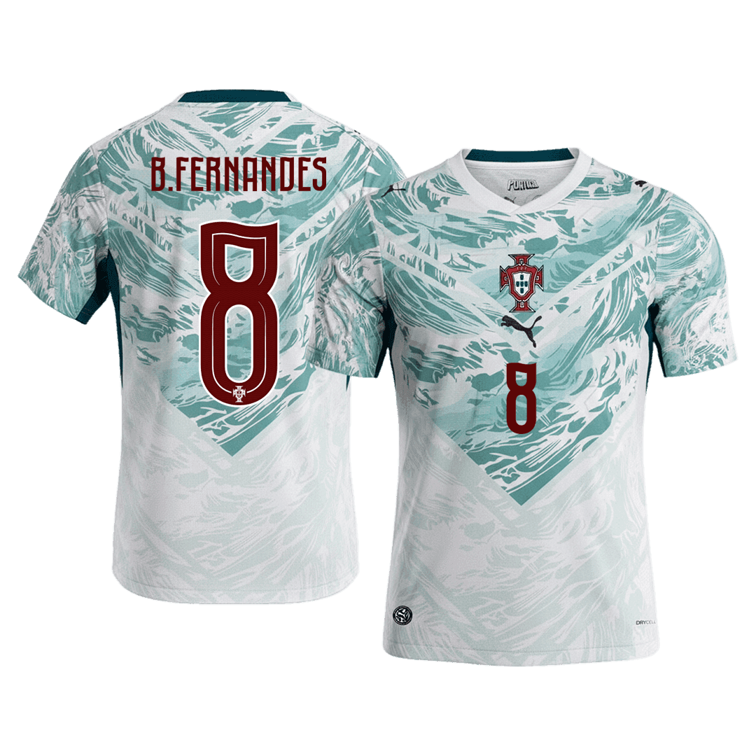 B.FERNANDES #8 Portugal Mens Away Soccer Jersey World Cup 2026 White&Green