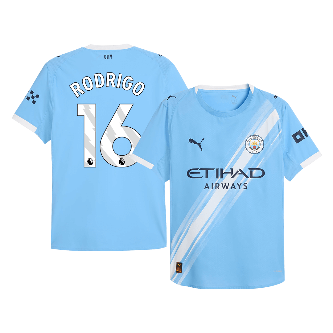 RODRIGO #16 Manchester City Mens Home Soccer Jersey 2025/26 Blue - Player Version