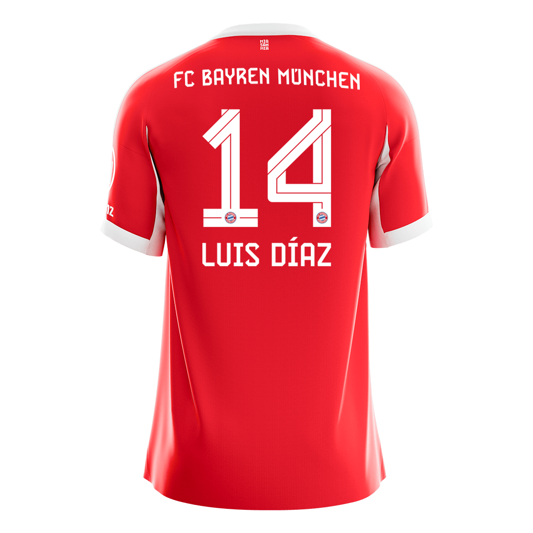 LUIS DÍAZ #14 Bayern Munich Mens Home Soccer Jersey 2025/26 Red [PREMIUM]
