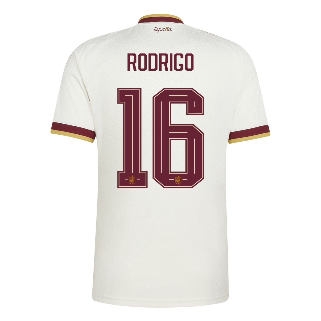 RODRIGO #16 Spain Mens Away Soccer Jersey World Cup 2026 White