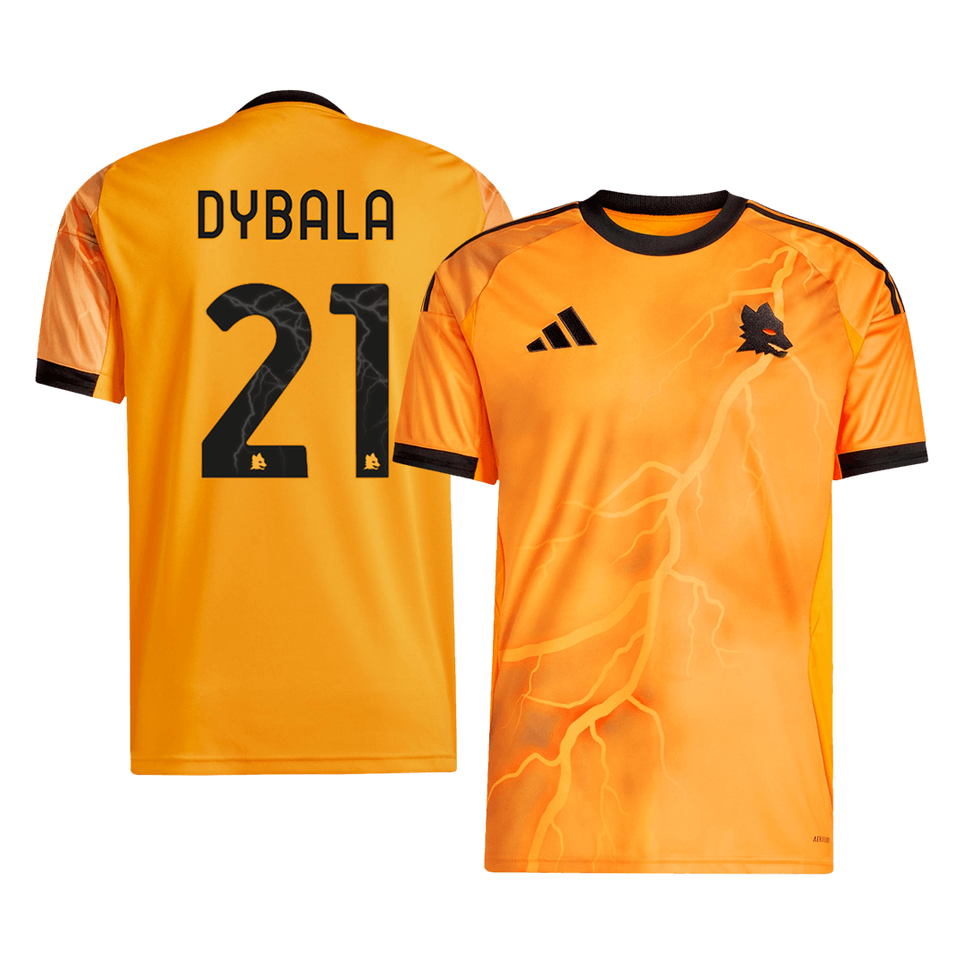 DYBALA #21 Roma Mens Away Soccer Jersey 2025/26 Orange