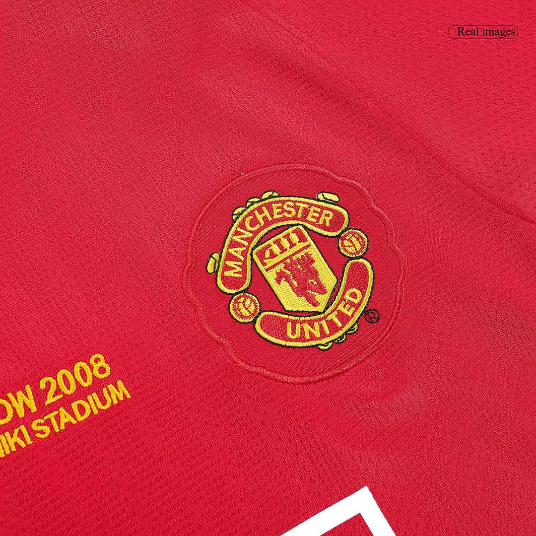 Retro ROONEY #10 Manchester United Mens Home Long Sleeve Soccer Jersey UCL Final UCL 2007/08 Red