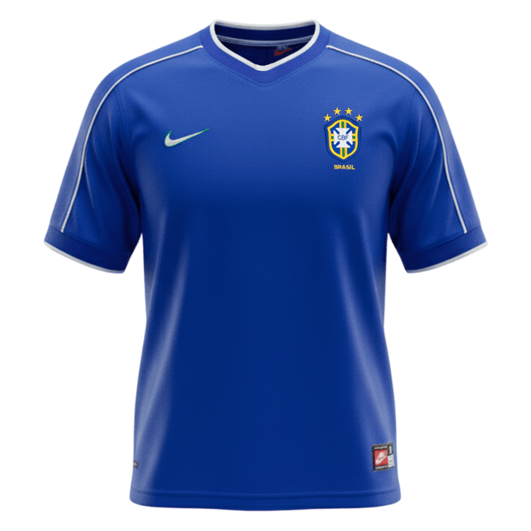 Retro Brazil Mens Away Soccer Jersey 1998 Blue