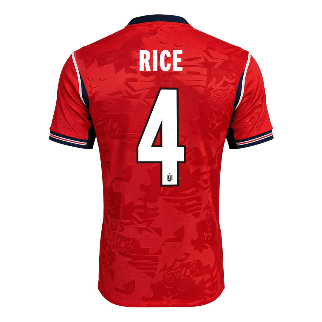 RICE #4 England Mens Away Soccer Jersey World Cup 2026 Red - Player Version