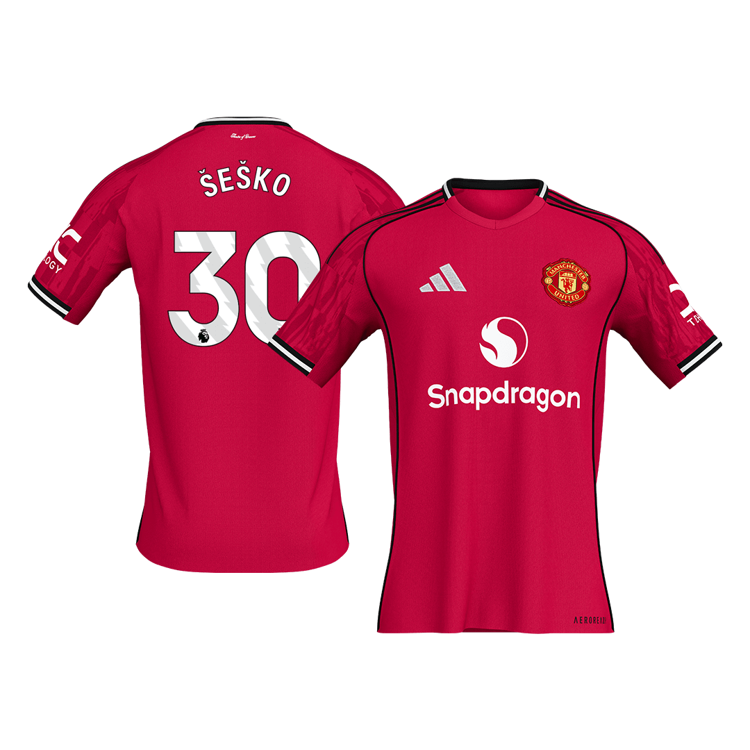 ŠEŠKO #30 Manchester United Mens Home Soccer Jersey 2025/26 Red [PREMIUM]