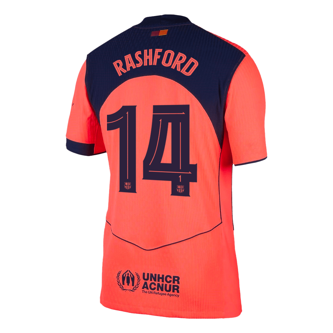 RASHFORD #14 Barcelona Mens Third Away Soccer Jersey UCL 2025/26 Orange - Player Version