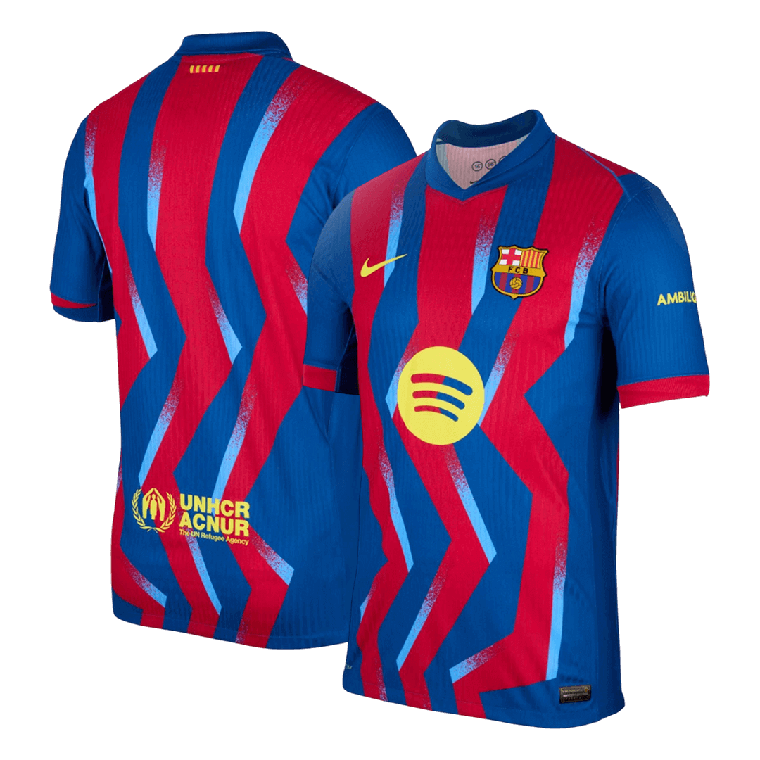 Barcelona Mens Fourth Away Soccer Jersey 2025/26 Red&Blue - Player Version